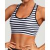 imageHolipick Womens Sports Bra Bikini Tops Racerback Swim Top Scoop Neck Bathing Suits Top Modest Padded Crop Tops Swimsuit OnlyStriped