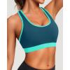 imageHolipick Womens Sports Bra Bikini Tops Racerback Swim Top Scoop Neck Bathing Suits Top Modest Padded Crop Tops Swimsuit OnlyTealgreen