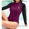 imageHolipick Womens Swim Shirt Long Sleeve Swim Top Sun Protection Swimwear Rash Guard Top OnlyPurple