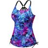imageHolipick Womens Tankini Swim Top Only Tankini Bathing Suit Tops No BottomPurple Blue Leaf