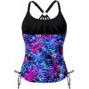 imageHolipick Womens Tankini Swim Top Only Tankini Bathing Suit Tops No BottomPurple Blue Leaf