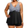 imageHolipick Plus Size Tankini Swimsuits for Women Two Piece Tummy Control Bathing Suits Flowy Tankini Top with ShortsBlack Striped