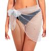 imageHolipick Shiny Sarong Coverups for Women Bathing Suit Wrap Skirt Swimsuit Beach Bikini Cover UpWhitepearl