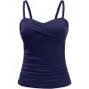 imageHolipick Tankini Top for Women Twist Front Bandeau Swimsuit Tummy Control Bathing Suit Top Only No BottomNavy Blue