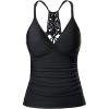 imageHolipick Tankini for Women V Neck Tummy Control Swim Top Ruched Bathing Suit No BottomBlack