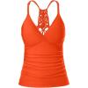 imageHolipick Tankini for Women V Neck Tummy Control Swim Top Ruched Bathing Suit No BottomBrick Red