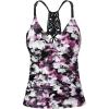 imageHolipick Tankini for Women V Neck Tummy Control Swim Top Ruched Bathing Suit No BottomPurple Floral