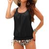 imageHolipick Two Piece Blouson Tankini Swimsuits for Women Tummy Control Bathing Suits Modest Tankini Top with Bikini BottomBlack Leopard