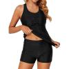 imageHolipick Two Piece Tankini Bathing Suits for Women Swim Tankini Top with Shorts Athletic Tummy Control SwimsuitsBlack