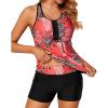 imageHolipick Two Piece Tankini Bathing Suits for Women Swim Tankini Top with Shorts Athletic Tummy Control SwimsuitsRed