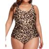 imageHolipick Womens Plus Size One Piece Swimsuits Tummy Control Bathing Suits Sporty SwimwearLeopard