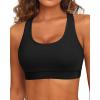 imageHolipick Womens Sports Bra Bikini Tops Racerback Swim Top Scoop Neck Bathing Suits Top Modest Padded Crop Tops Swimsuit OnlyBlack