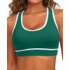 imageHolipick Womens Sports Bra Bikini Tops Racerback Swim Top Scoop Neck Bathing Suits Top Modest Padded Crop Tops Swimsuit OnlyGreenwhite