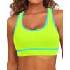 imageHolipick Womens Sports Bra Bikini Tops Racerback Swim Top Scoop Neck Bathing Suits Top Modest Padded Crop Tops Swimsuit OnlyNeon Yellowgreen