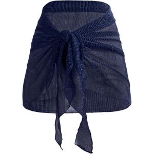 imageHolipick Shiny Sarong Coverups for Women Bathing Suit Wrap Skirt Swimsuit Beach Bikini Cover UpBlue