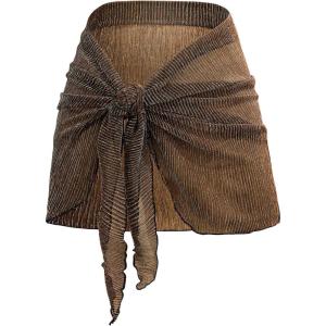 imageHolipick Shiny Sarong Coverups for Women Bathing Suit Wrap Skirt Swimsuit Beach Bikini Cover UpDark Brown
