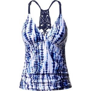 imageHolipick Tankini for Women V Neck Tummy Control Swim Top Ruched Bathing Suit No BottomBlue Tie Dye