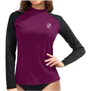 imageHolipick Womens Swim Shirt Long Sleeve Swim Top Sun Protection Swimwear Rash Guard Top OnlyPurple