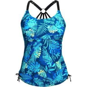 imageHolipick Womens Tankini Swim Top Only Tankini Bathing Suit Tops No BottomAquamarine Leaf