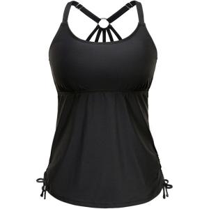 imageHolipick Womens Tankini Swim Top Only Tankini Bathing Suit Tops No BottomBlack