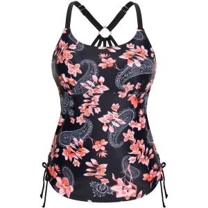 imageHolipick Womens Tankini Swim Top Only Tankini Bathing Suit Tops No BottomBlack Floral