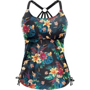 imageHolipick Womens Tankini Swim Top Only Tankini Bathing Suit Tops No BottomBlackcolorful Floral