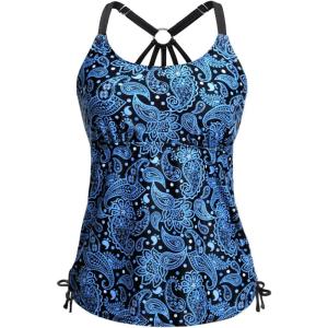imageHolipick Womens Tankini Swim Top Only Tankini Bathing Suit Tops No BottomBlue Paisley