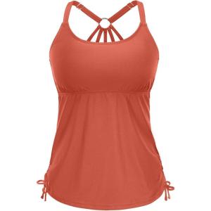 imageHolipick Womens Tankini Swim Top Only Tankini Bathing Suit Tops No BottomBrick Red