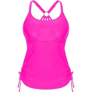imageHolipick Womens Tankini Swim Top Only Tankini Bathing Suit Tops No BottomDark Pink