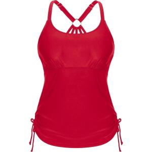 imageHolipick Womens Tankini Swim Top Only Tankini Bathing Suit Tops No BottomRed Dark
