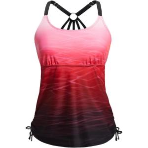 imageHolipick Womens Tankini Swim Top Only Tankini Bathing Suit Tops No BottomRed Gradient