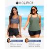 imageHolipick 3 Piece Tankini Swimsuits for Women Tummy Control Bathing Suits Swim Tank Top with Bra Boy Shorts Teen SwimwearGreen Black Striped