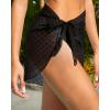 imageHolipick Sarong Cover Up Wrap Skirt Bathing Suit Sheer Swimsuit Sarong for Beach Chiffon CoverupBlackswiss Dot