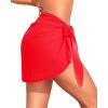imageHolipick Sarong Cover Up Wrap Skirt Bathing Suit Sheer Swimsuit Sarong for Beach Chiffon CoverupRed