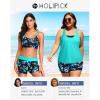 imageHolipick 3 Piece Tankini Swimsuits for Women Tummy Control Bathing Suits Swim Tank Top with Bra Boy Shorts Teen SwimwearAqua and Blue