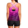 imageHolipick 3 Piece Tankini Swimsuits for Women Tummy Control Bathing Suits Swim Tank Top with Bra Boy Shorts Teen SwimwearPink Gradients