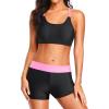 imageHolipick 3 Piece Tankini Swimsuits for Women Tummy Control Bathing Suits Swim Tank Top with Bra Boy Shorts Teen SwimwearPink Gradients