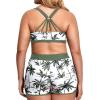 imageHolipick Women Plus Size 3 Piece Tankini Swimsuits Tummy Control Bathing Suits with Boy Shorts Tank Top with Sports BraGreen Palm Tree