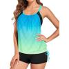 imageHolipick Two Piece Tankini Swimsuits for Women Tummy Control Bathing Suit Blouson Tankini Top with Sporty Boy Shorts 2025Blue and Gradient