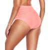 imageHolipick Women High Waisted Bikini Bottom Full Coverage Bathing Suits Bottoms Mid Waist Tummy Control Swim BottomCoral Pink