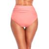 imageHolipick Women High Waisted Bikini Bottom Full Coverage Bathing Suits Bottoms Mid Waist Tummy Control Swim BottomCoral Pink