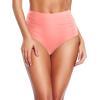 imageHolipick Women High Waisted Bikini Bottom Full Coverage Bathing Suits Bottoms Mid Waist Tummy Control Swim BottomCoral Pink
