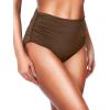 imageHolipick Women High Waisted Bikini Bottom Full Coverage Bathing Suits Bottoms Mid Waist Tummy Control Swim BottomDark Brown