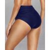 imageHolipick Women High Waisted Bikini Bottom Full Coverage Bathing Suits Bottoms Mid Waist Tummy Control Swim BottomSolid Navy Blue