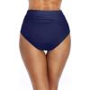 imageHolipick Women High Waisted Bikini Bottom Full Coverage Bathing Suits Bottoms Mid Waist Tummy Control Swim BottomSolid Navy Blue