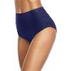 imageHolipick Women High Waisted Bikini Bottom Full Coverage Bathing Suits Bottoms Mid Waist Tummy Control Swim BottomSolid Navy Blue