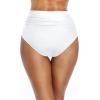 imageHolipick Women High Waisted Bikini Bottom Full Coverage Bathing Suits Bottoms Mid Waist Tummy Control Swim BottomSolid White