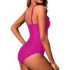 imageHolipick Women Tummy Control One Piece Swimsuit Modest Bathing Suit Full Coverage High Neck SwimwearPurple Pink