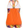 imageHolipick Plus Size Tankini Swimsuit for Women Two Piece Tummy Control Bathing Suit Blouson Racerback Tankini Top with ShortsOrange Flowers