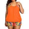 imageHolipick Plus Size Tankini Swimsuit for Women Two Piece Tummy Control Bathing Suit Blouson Racerback Tankini Top with ShortsOrange Flowers